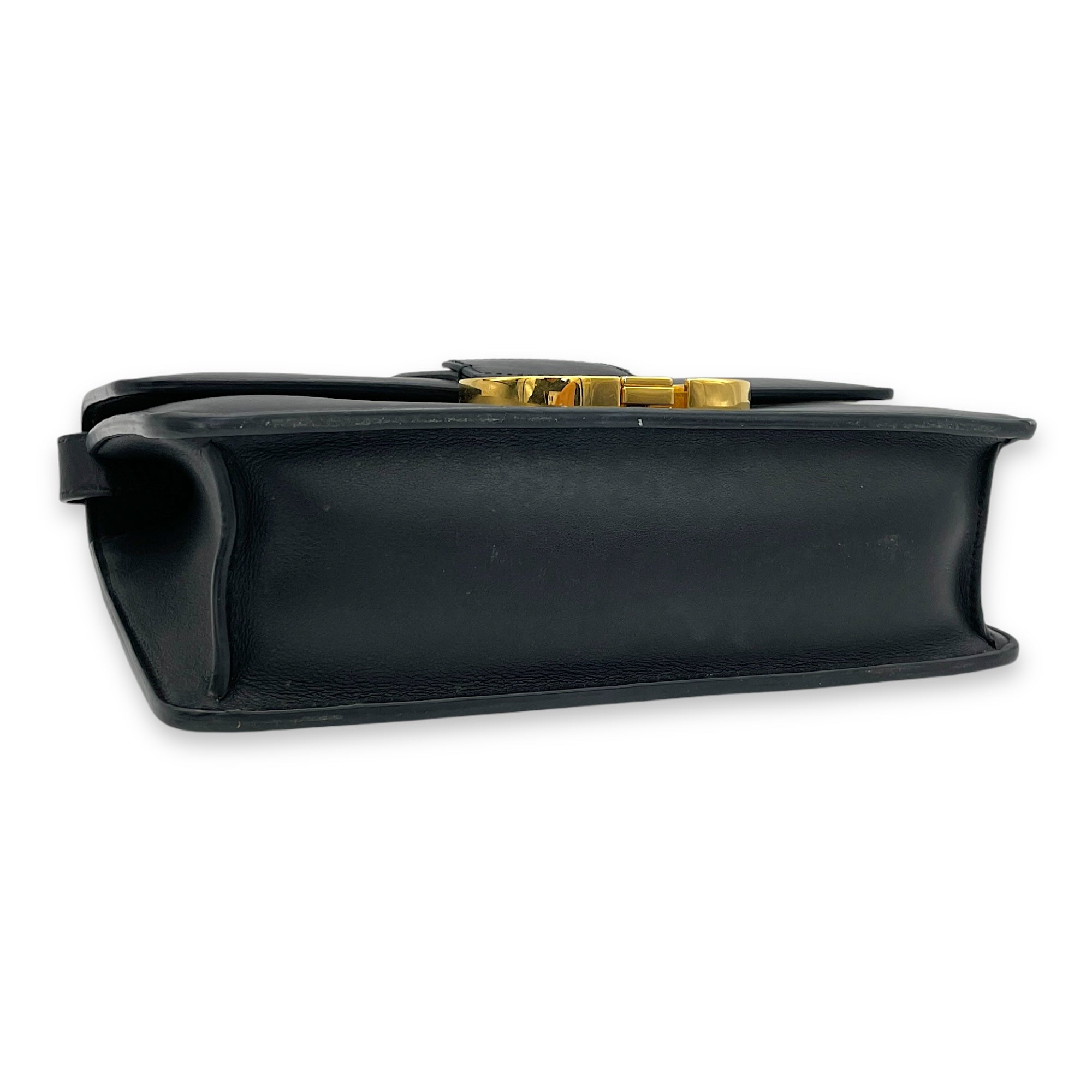 Montaigne Crossbody Bag Black in Calfskin, Gold hardware