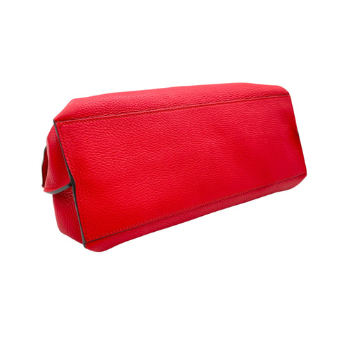 Bamboo Top Handle Bag Red in Calfskin, Silver hardware