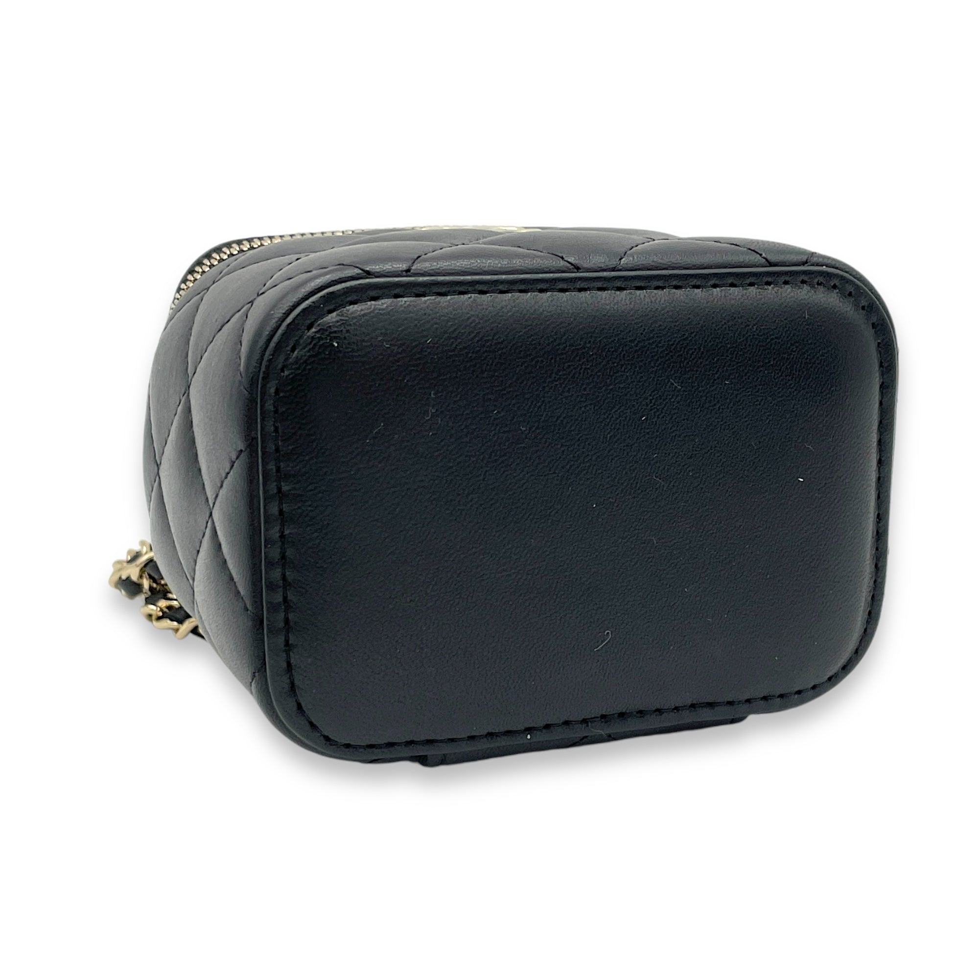 Vanity Top Handle Bag Black in Lambskin, Gold hardware