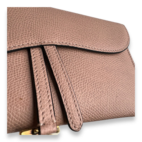 Saddle Beige Wallet On Chain in Calfskin, Gold hardware