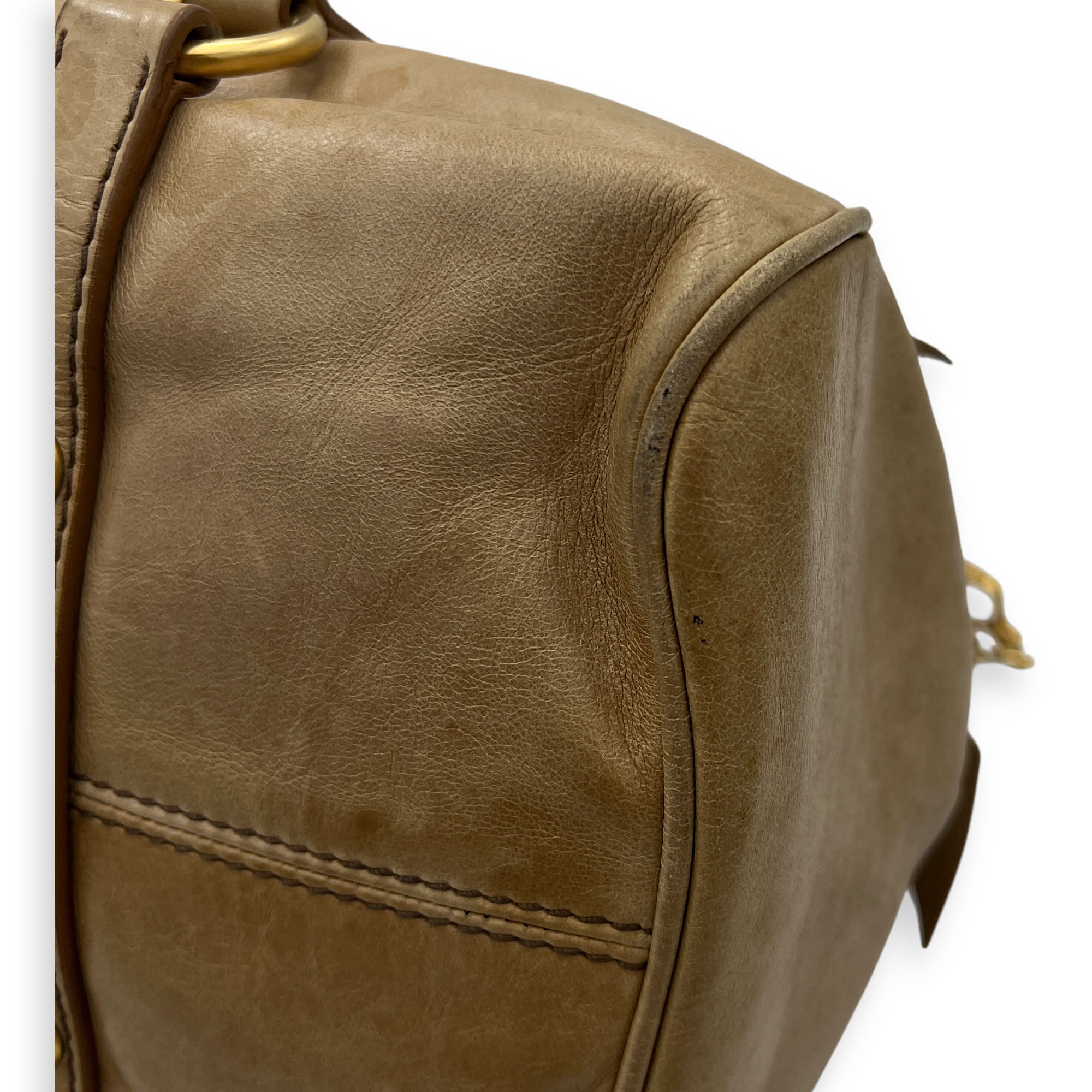 Vitello Lux Bow Shoulder Bag Brown in Calfskin, Gold hardware