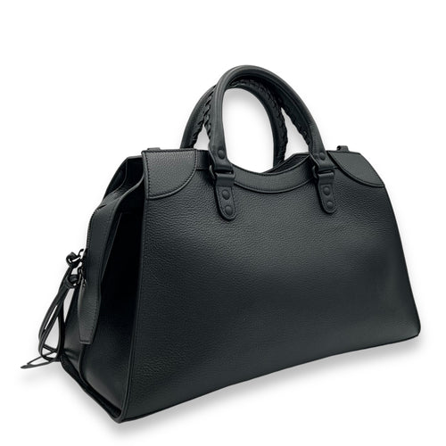 Neo Classic Top Handle Bag Black in Calfskin, Gunmetal hardware