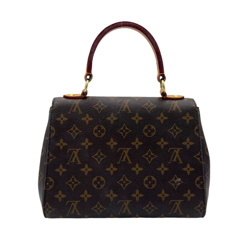 Cluny Top Handle Bag Brown in Monogram Coated Canvas, Gold hardware