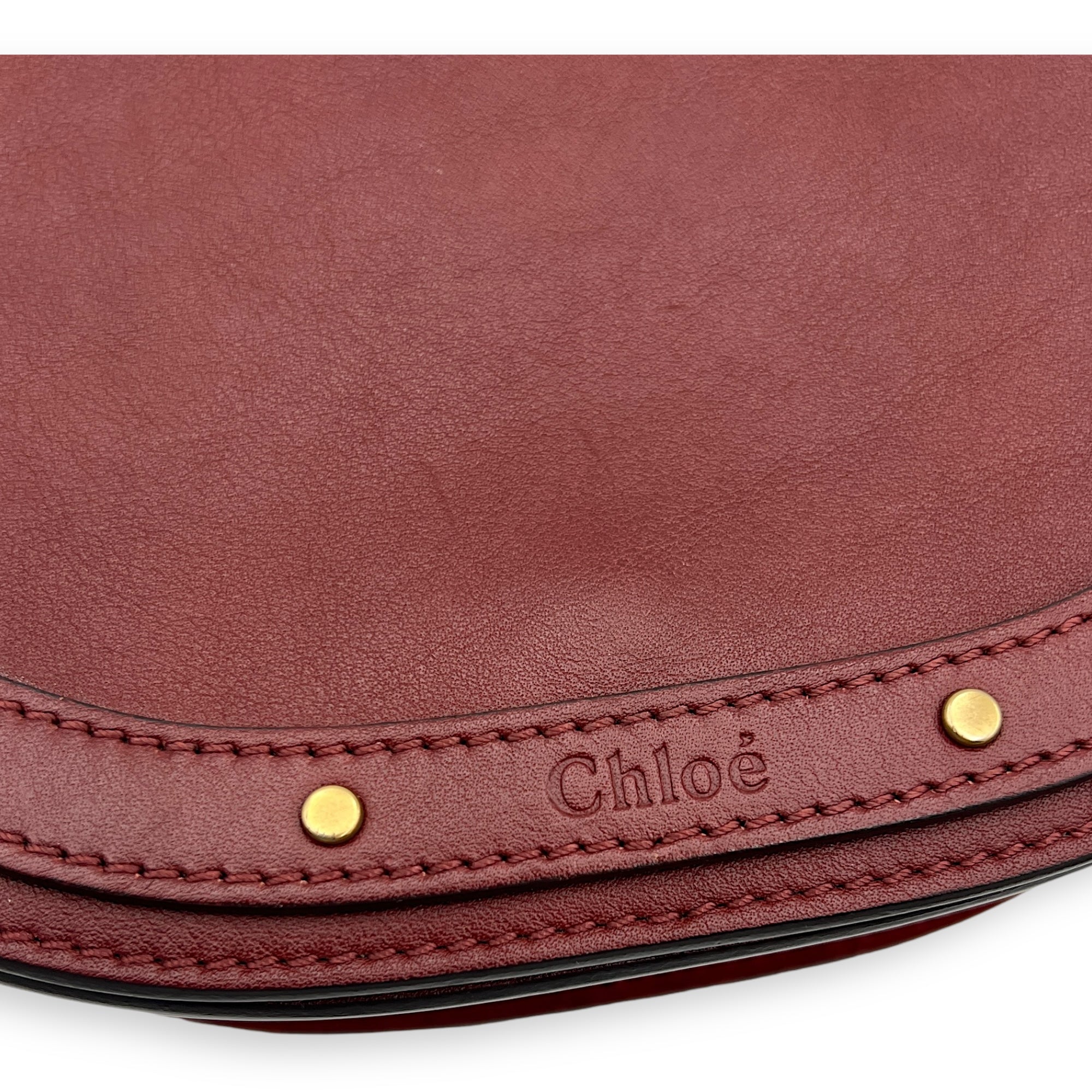 Nile Red Top Handle Bag in Calfskin, Gold hardware