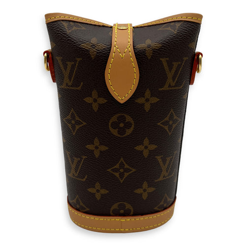 Fold Me Brown Crossbody Bag in Monogram Coated Canvas, Gold hardware