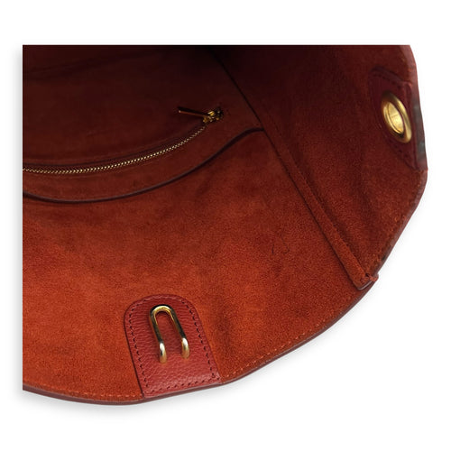 Sangle Shoulder Bag Small Red in Calfskin, Gold hardware