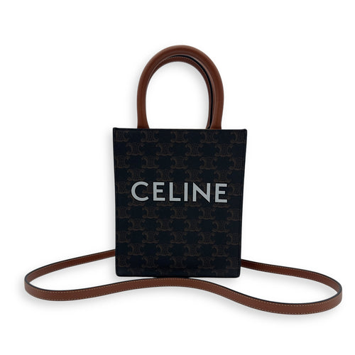 Celine Cabas Triomphe Vertical Top Handle Bag Brown in Coated Canvas_15