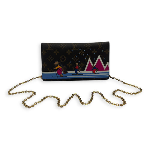 Louis Vuitton Christmas Animation Pochette Wallet On Chain Brown in Monogram Coated Canvas, Gold hardware_17