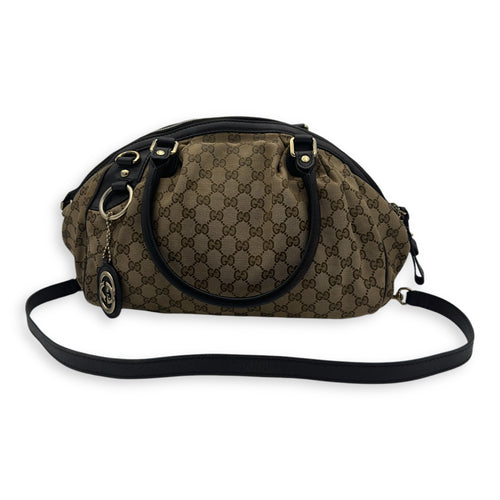 Gucci Sukey Top Handle Bag Brown in Canvas, Gold hardware_13