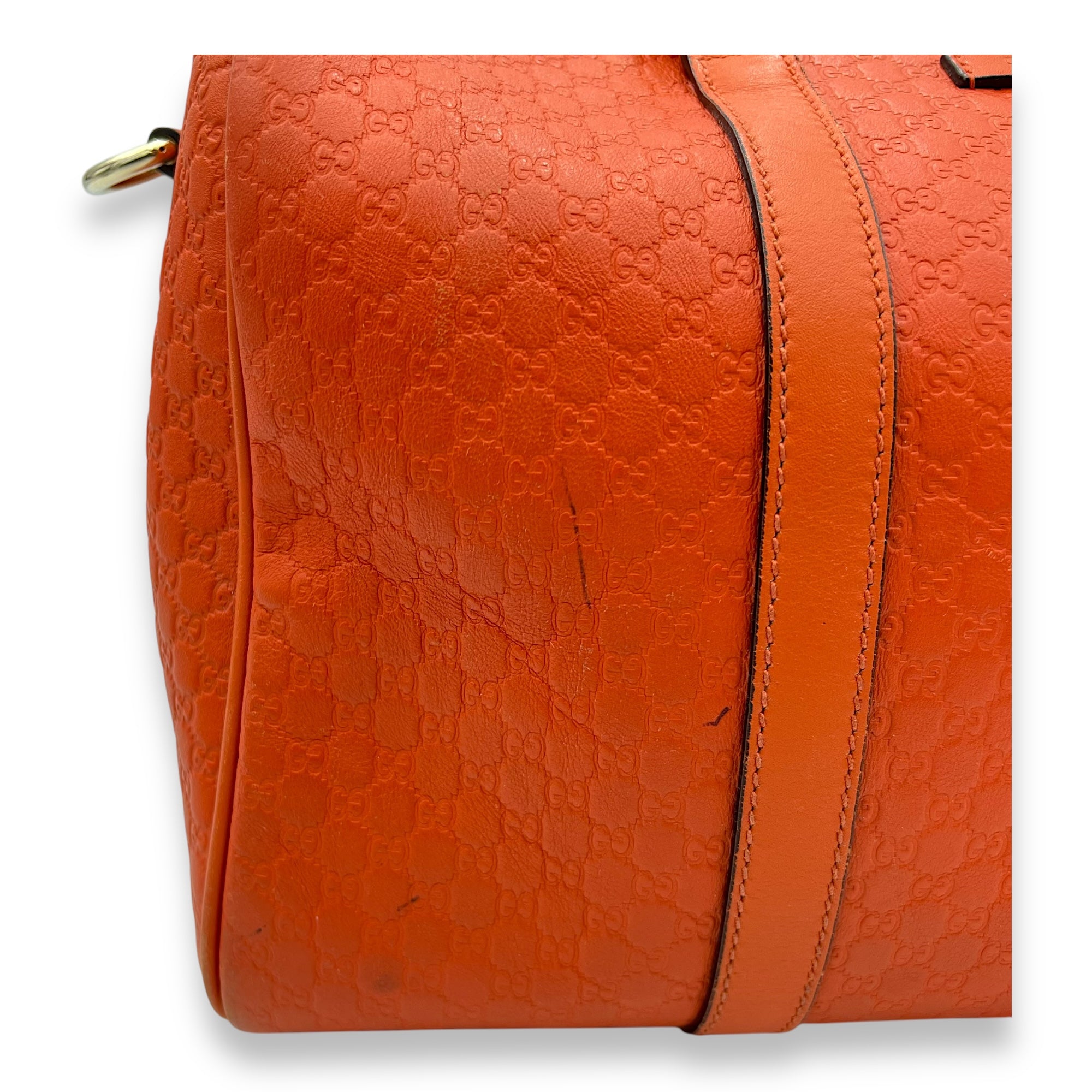 Gucci Boston Top Handle Bag Orange in Guccissima Leather, Gold hardware_10