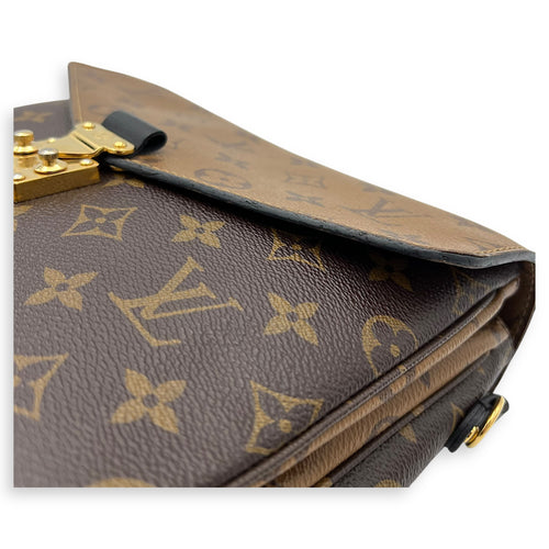 Louis Vuitton Pochette Metis Brown Top Handle Bag in Monogram Coated Canvas, Gold hardware_21