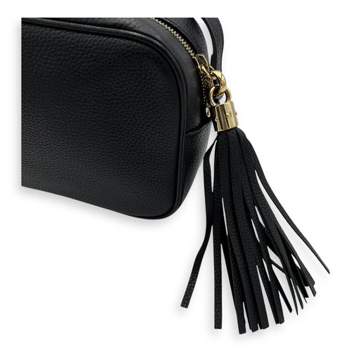 Gucci Soho Crossbody Bag Black in Calfskin, Gold hardware_15