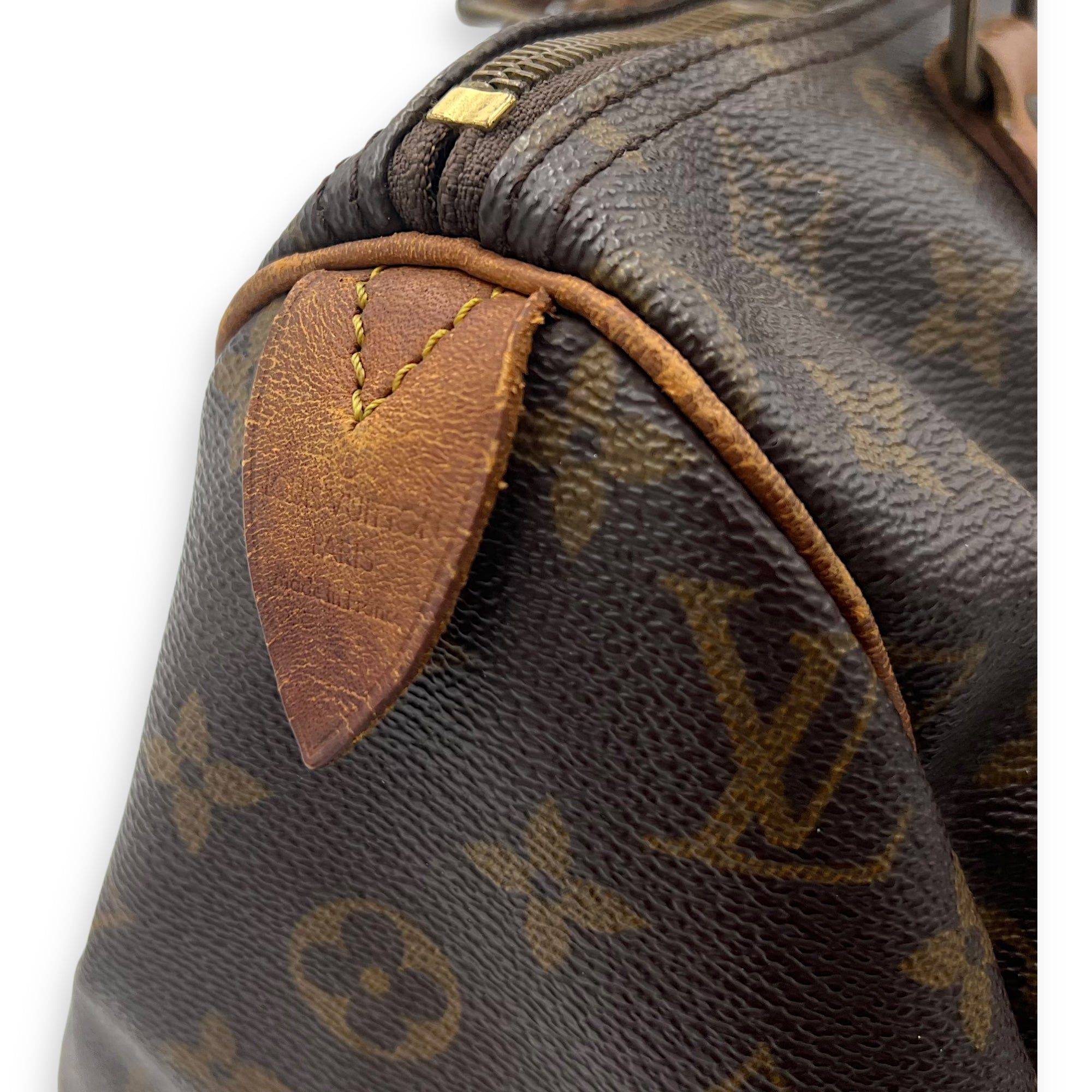 Louis Vuitton Speedy Top Handle Bag 30 Brown in Monogram Coated Canvas, Gold hardware_17