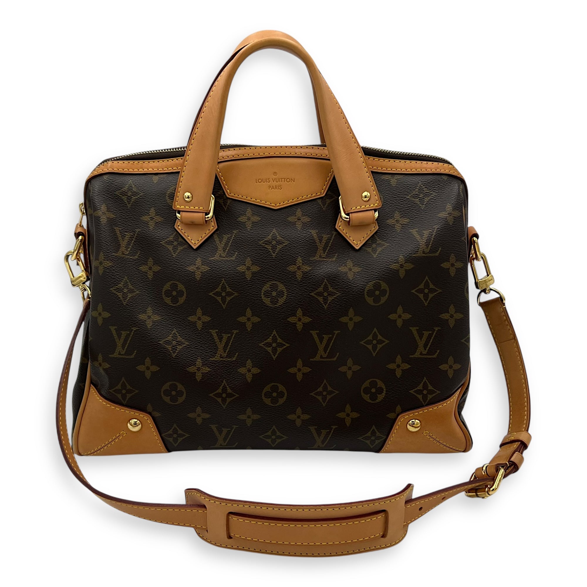 Louis Vuitton Retiro PM Brown Top Handle Bag in Monogram Coated Canvas, Gold hardware_17