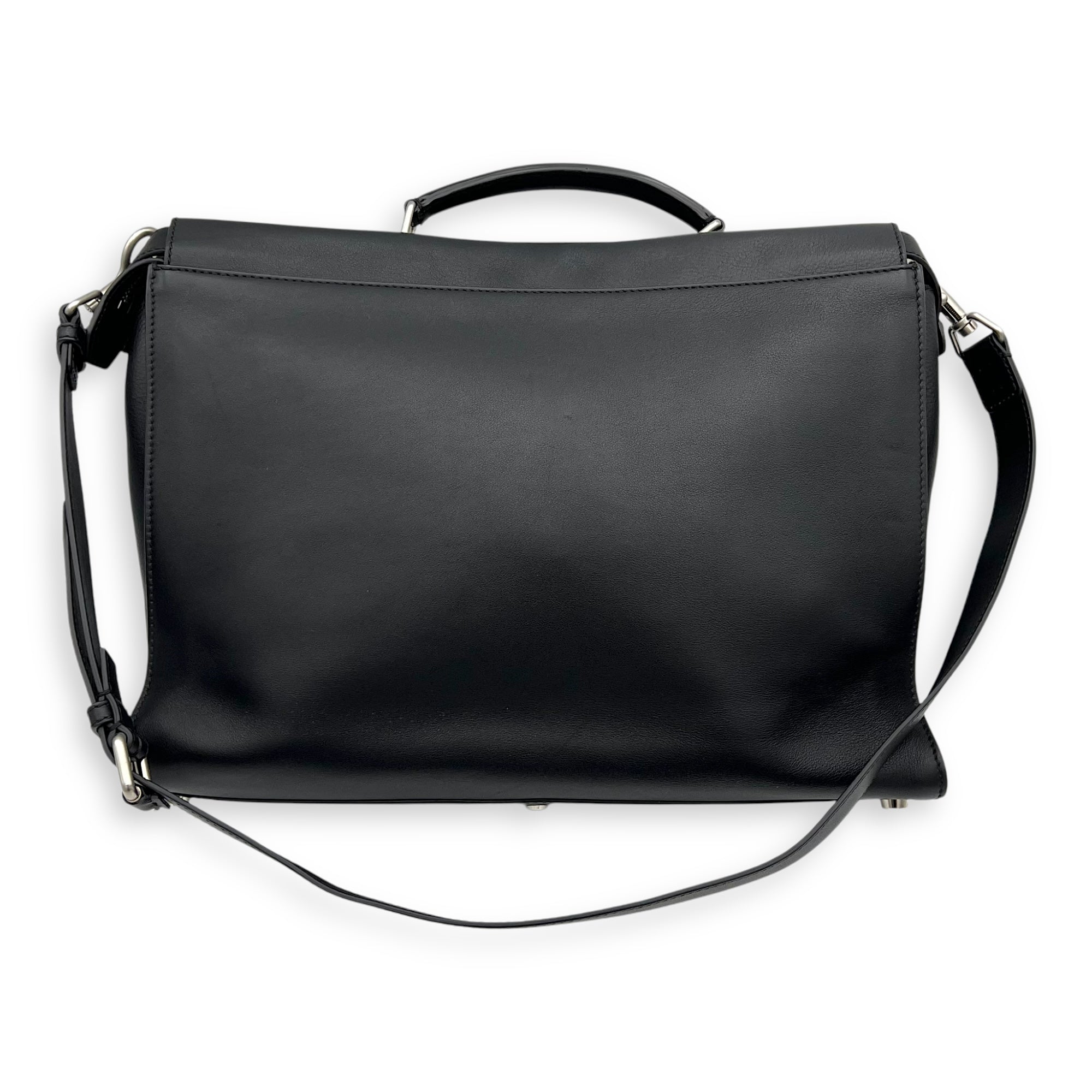 Fendi Peekaboo Black Top Handle Bag in Calfskin, Silver hardware_17