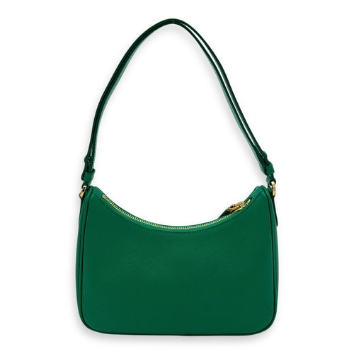 Prada Re-Edition Shoulder Bag Green in Saffiano Leather, Gold hardware_2