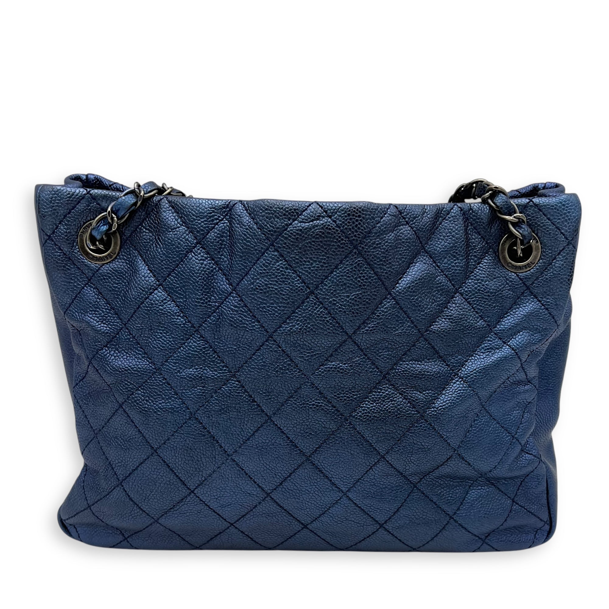Chanel Others Tote Bag Blue in Caviar Leather, Ruthenium hardware_2