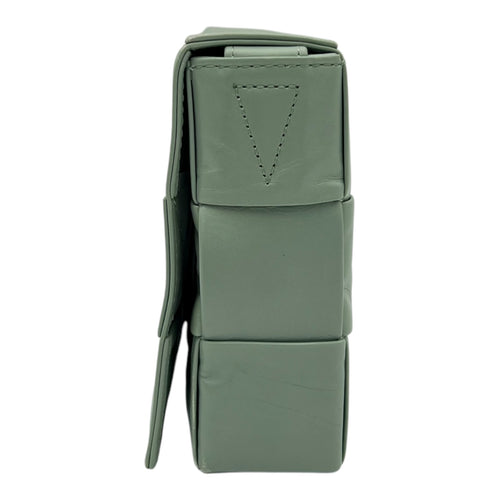 Bottega Veneta Cassette Crossbody Bag Green in Calfskin, Silver hardware_4