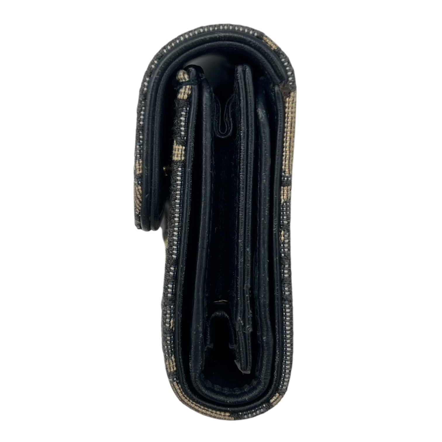 Christian Dior Saddle Wallet Blue in Jacquard, Gold hardware_4