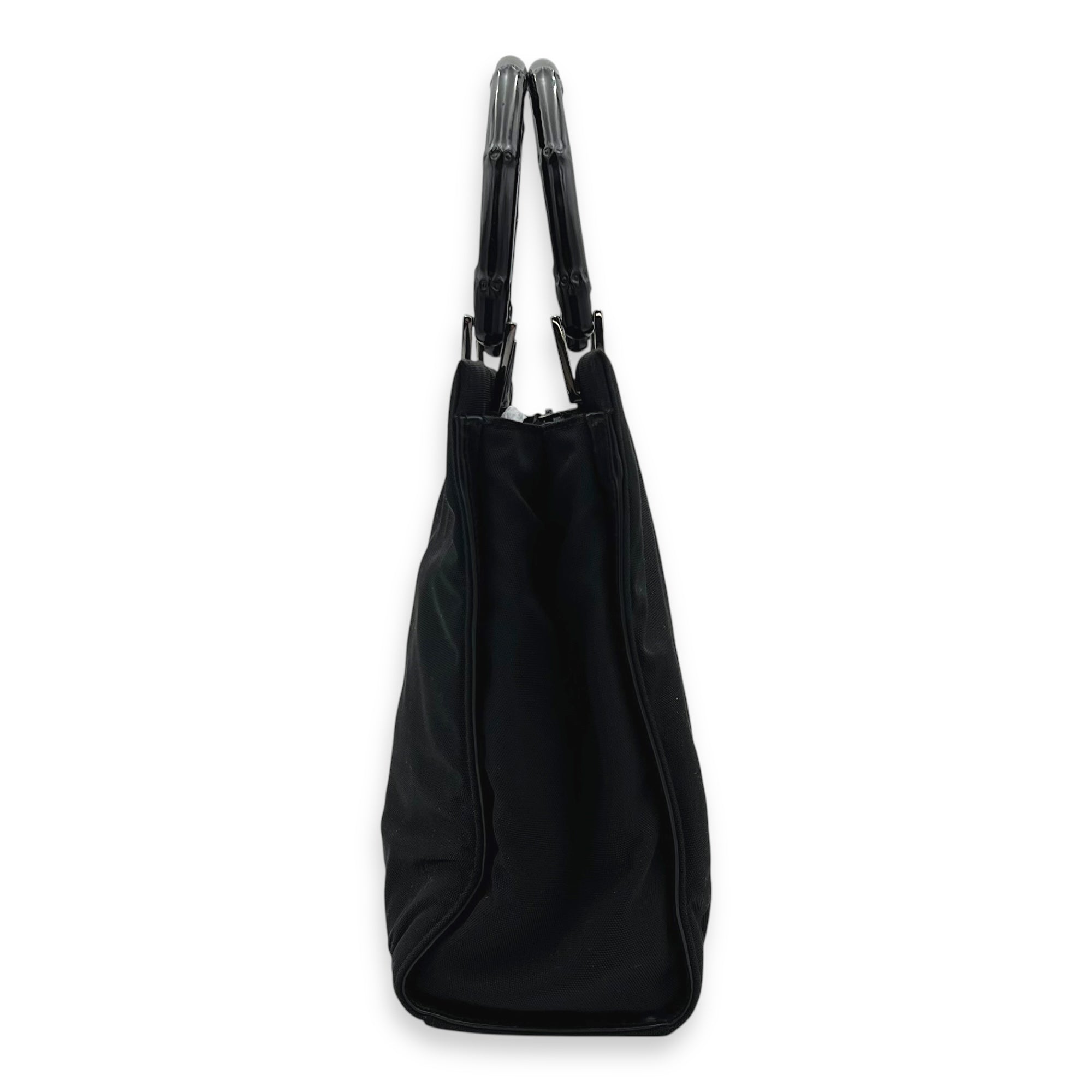 Gucci Bamboo Top Handle Bag Black in Nylon_4