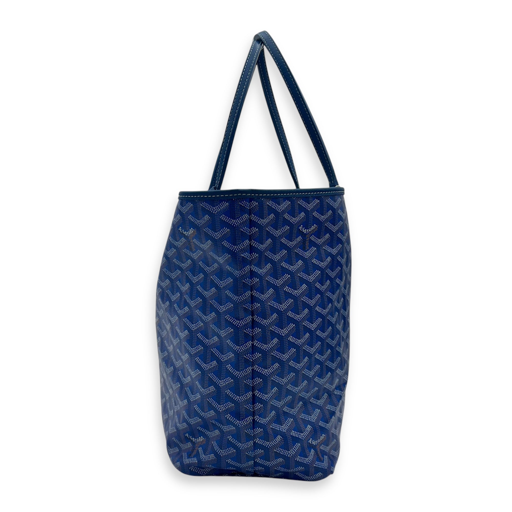 Goyard Saint Louis Tote Bag Blue in Coated Canvas, Silver hardware_3