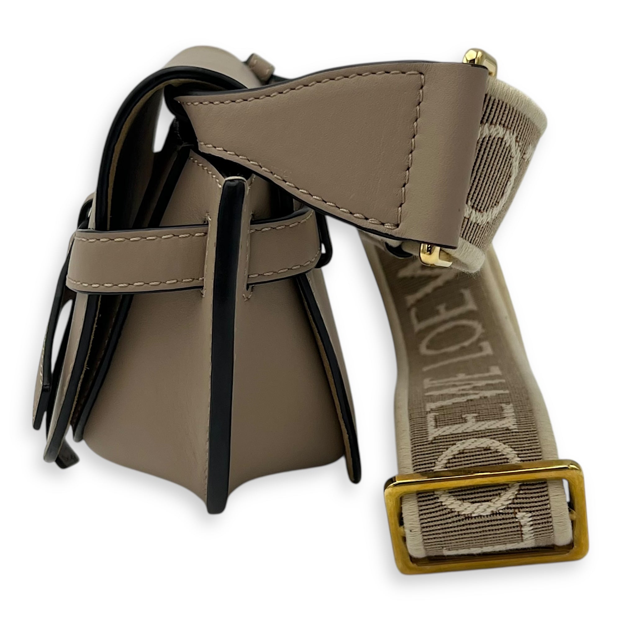 Loewe Gate Dual Beige Crossbody Bag in Calfskin, Gold hardware_3