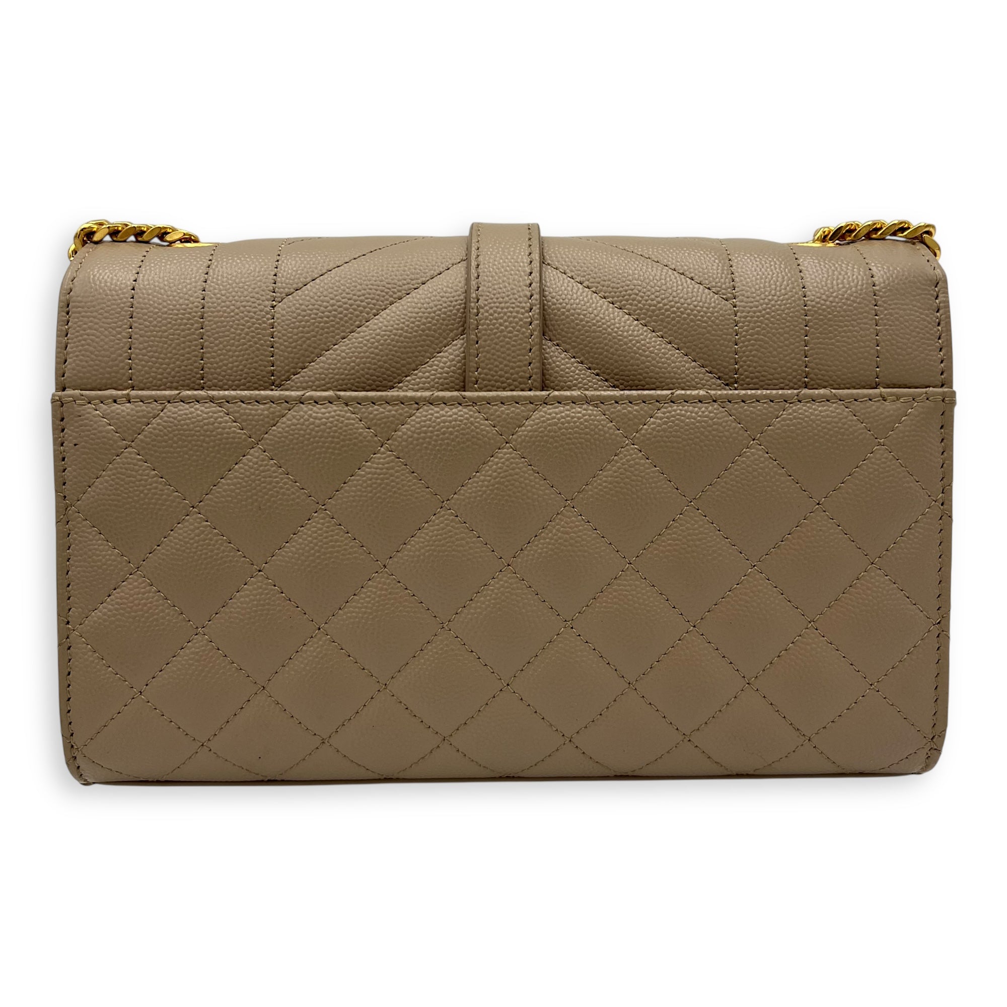 Saint Laurent Envelope Crossbody Bag Small Beige in Calfskin, Gold hardware_2
