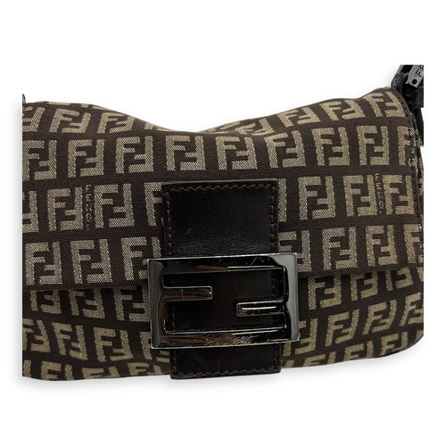 Fendi Zucca Shoulder Bag Brown in Jacquard, Silver hardware_9