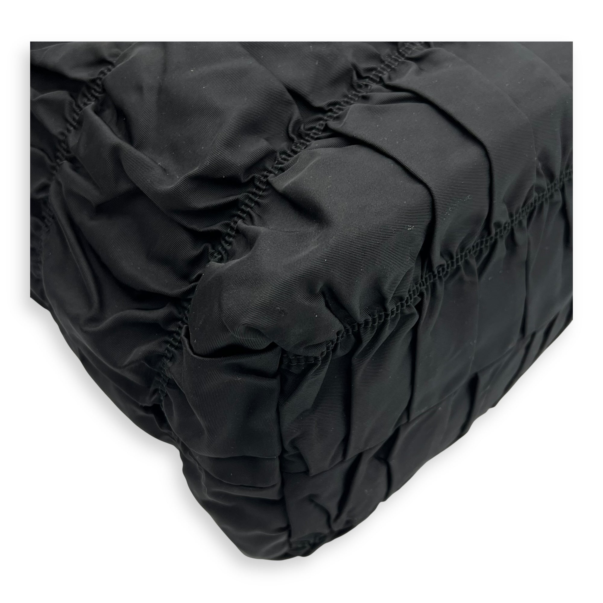 Prada Tessuto gaufre Top Handle Bag Medium Black in Nylon, Gold hardware_8