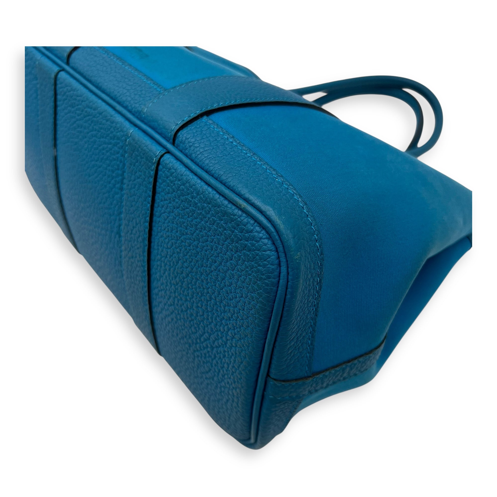 Hermès Garden Party Blue in Canvas, Silver hardware_9