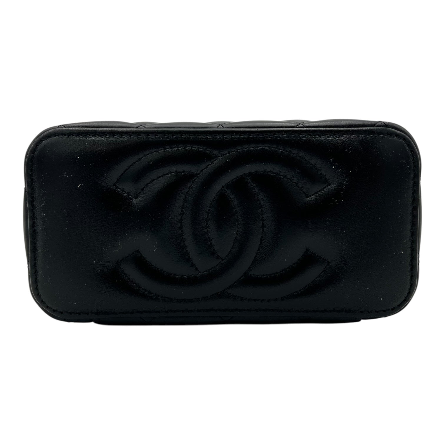 Chanel Pearl Crush Vanity Crossbody Bag Black in Lambskin, Gold hardware_5