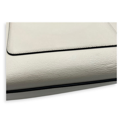 Celine Edge Top Handle Bag White in Calfskin, Silver hardware_12