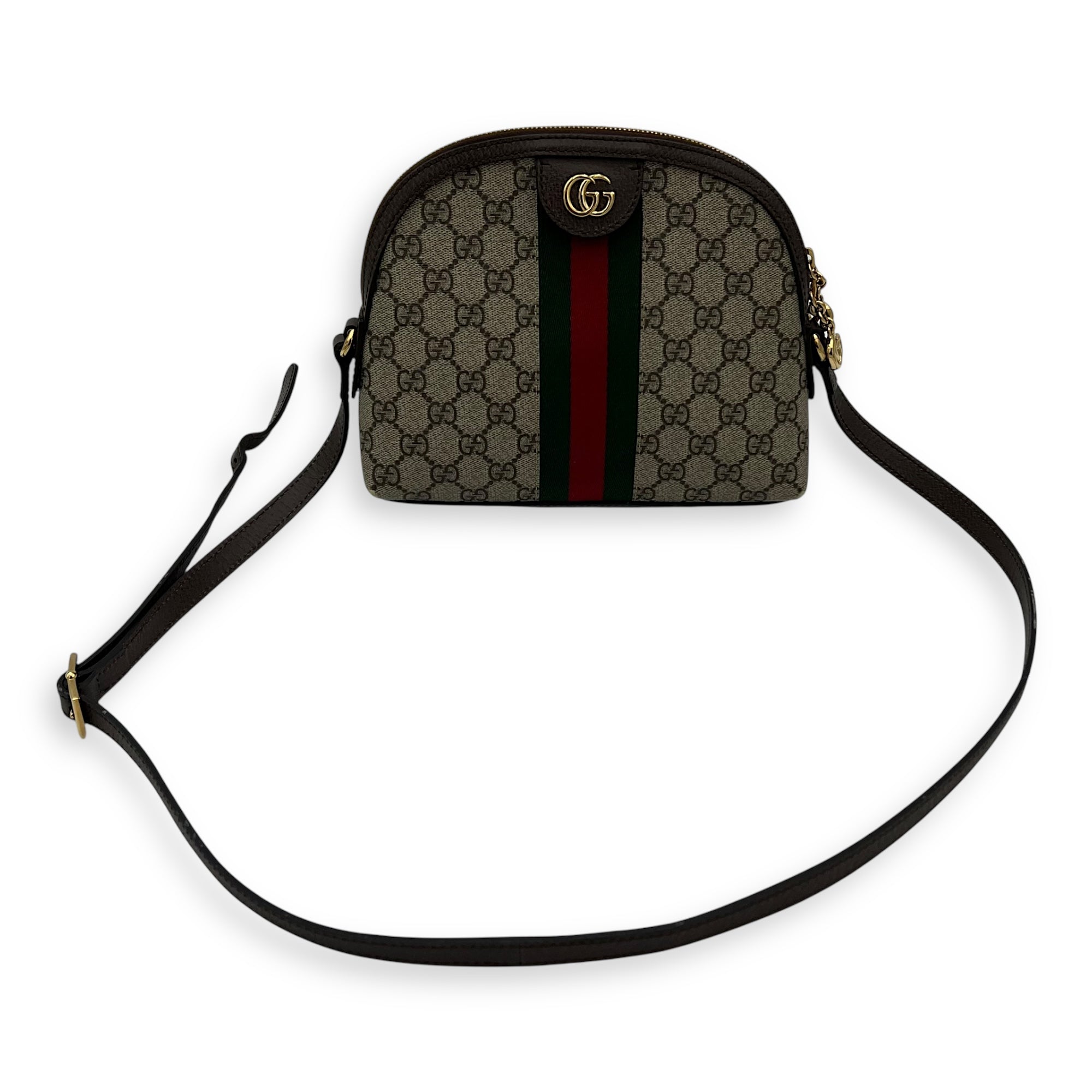 Gucci Ophidia Crossbody Bag Brown in Coated Canvas, Gold hardware_10
