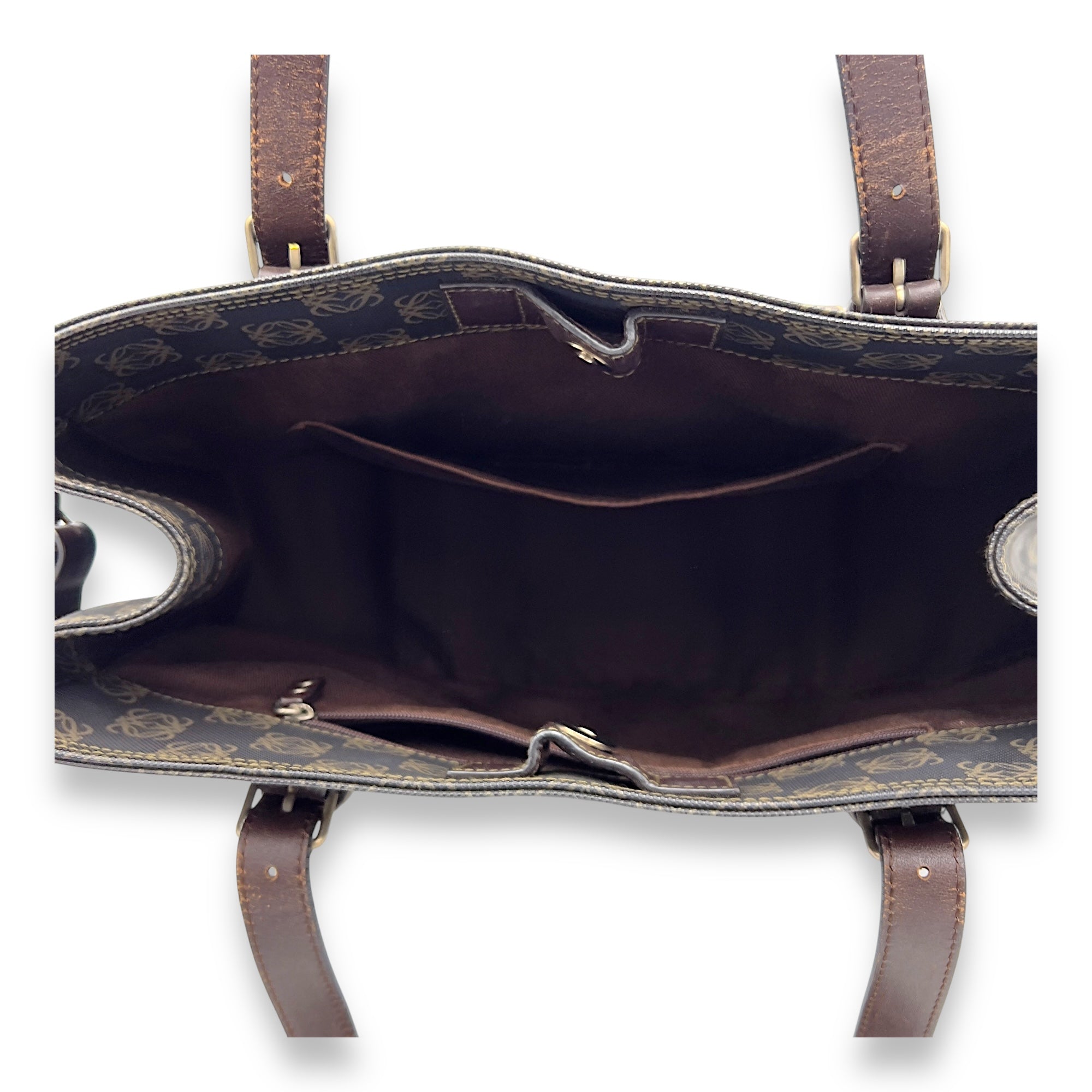 Loewe Anagram Brown Tote Bag in Coated Canvas, Gold hardware_6