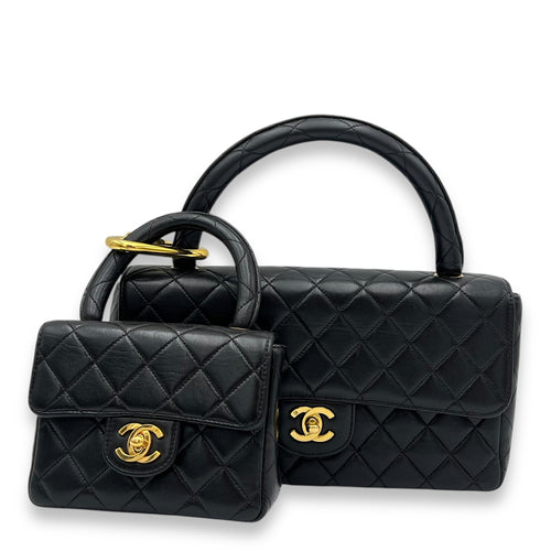 Chanel Parent Child Top Handle Bag Black in Lambskin, Gold hardware_1