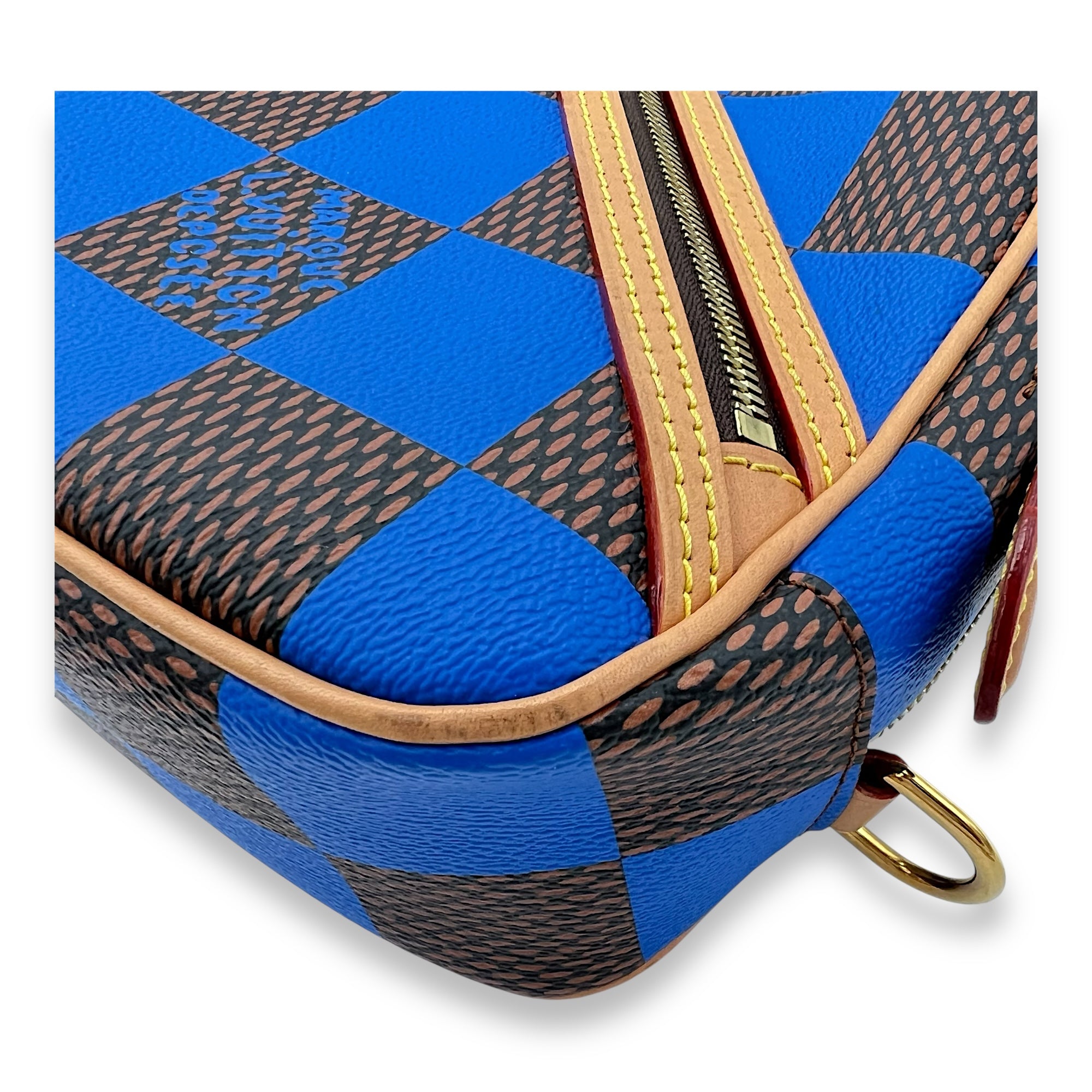 Louis Vuitton Chess Messenger Blue Crossbody Bag in Coated Canvas, Gold hardware_7