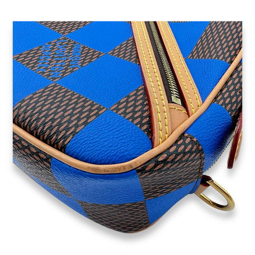 Louis Vuitton Chess Messenger Blue Crossbody Bag in Coated Canvas, Gold hardware_7