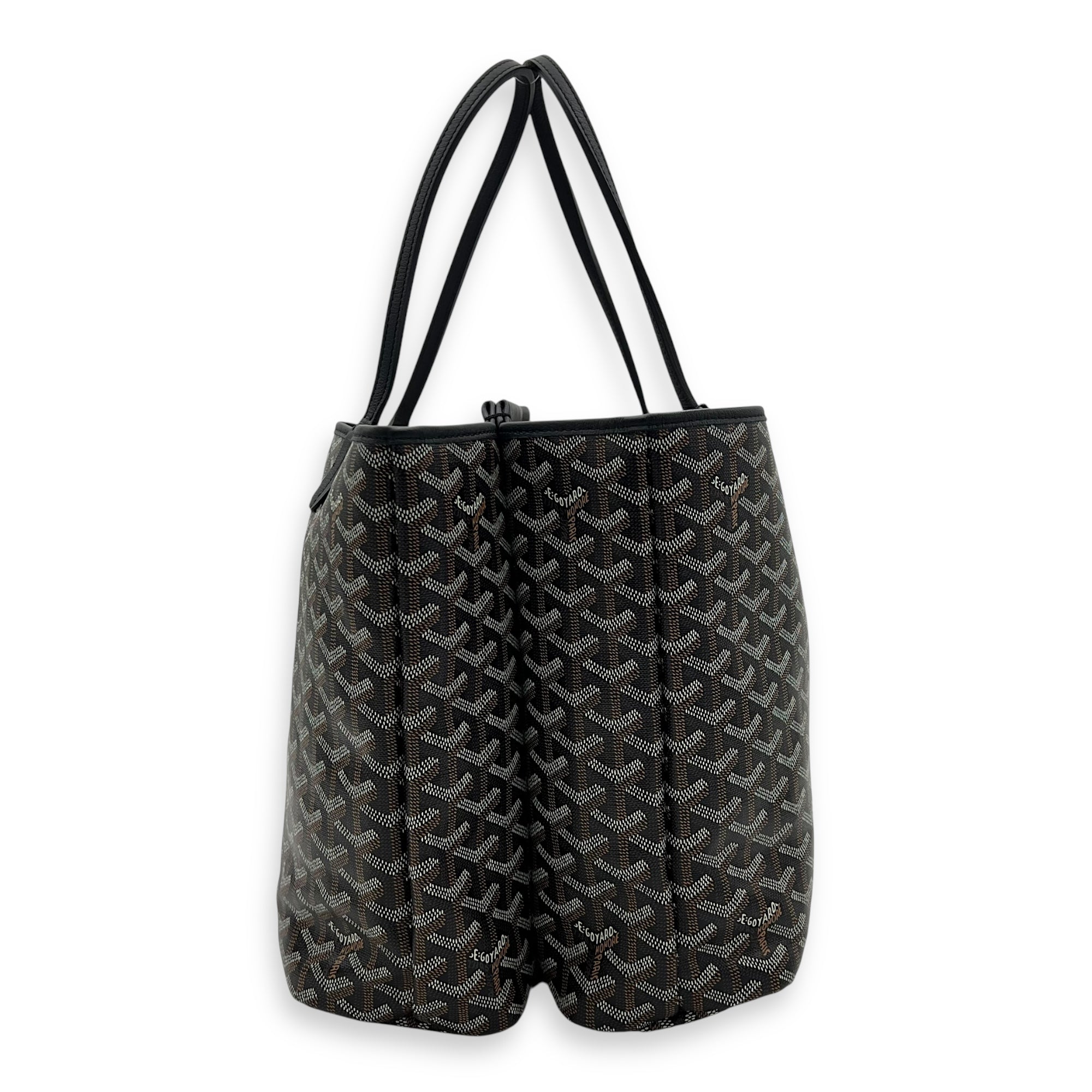 Goyard Isabelle Tote Bag Black in Coated Canvas, Silver hardware_4