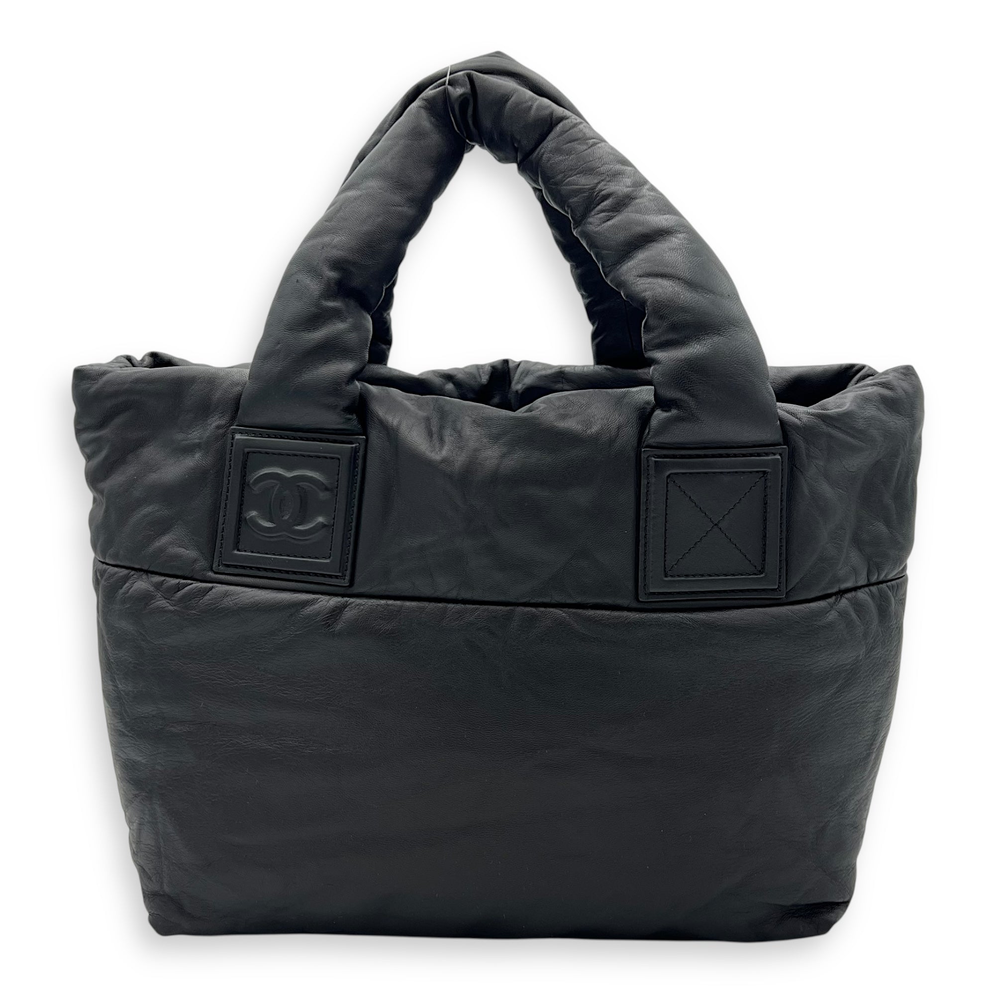 Chanel Reversible Cocoon Black Top Handle Bag in Calfskin, Silver hardware_2