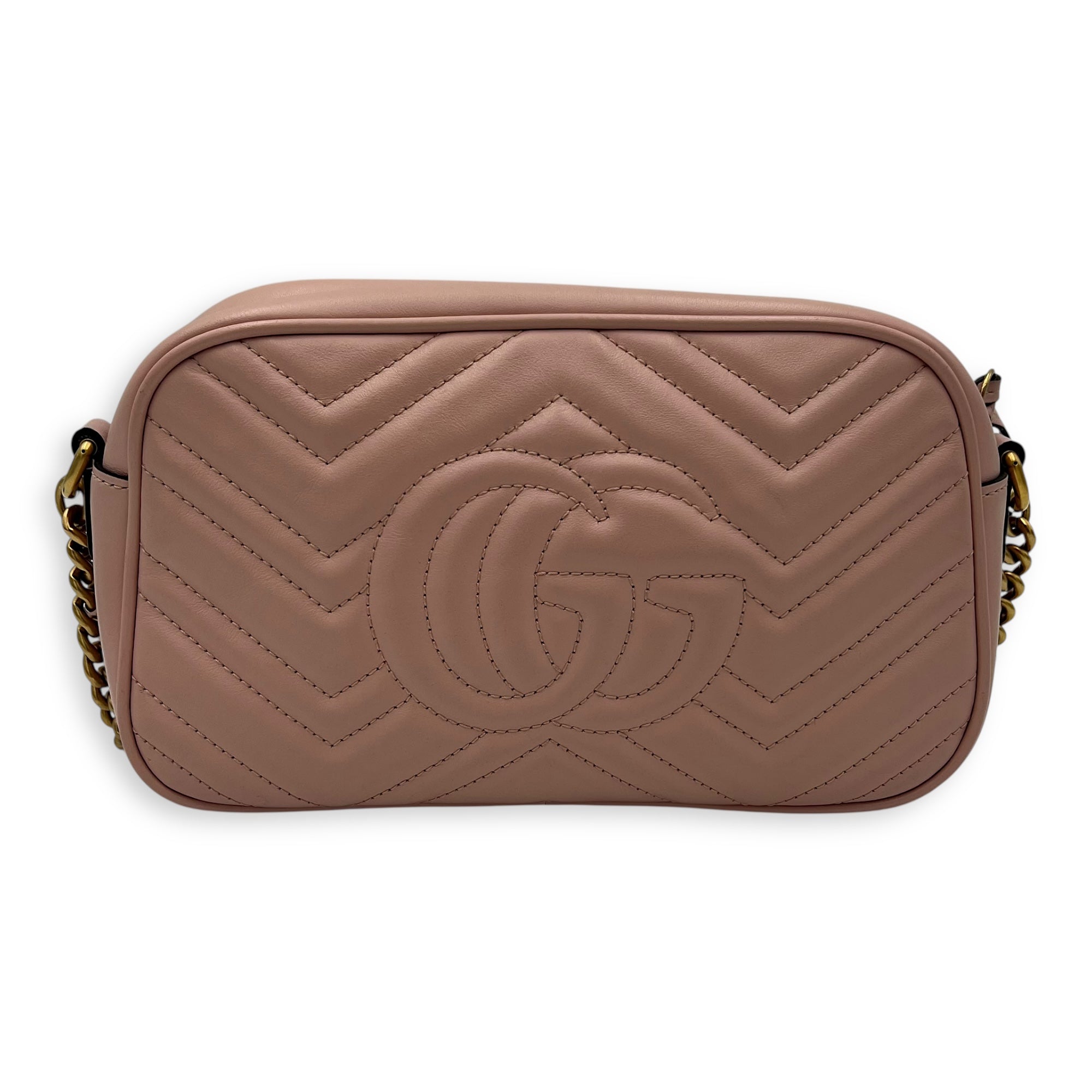 Gucci GG Marmont Crossbody Bag Pink in Calfskin, Gold hardware_2