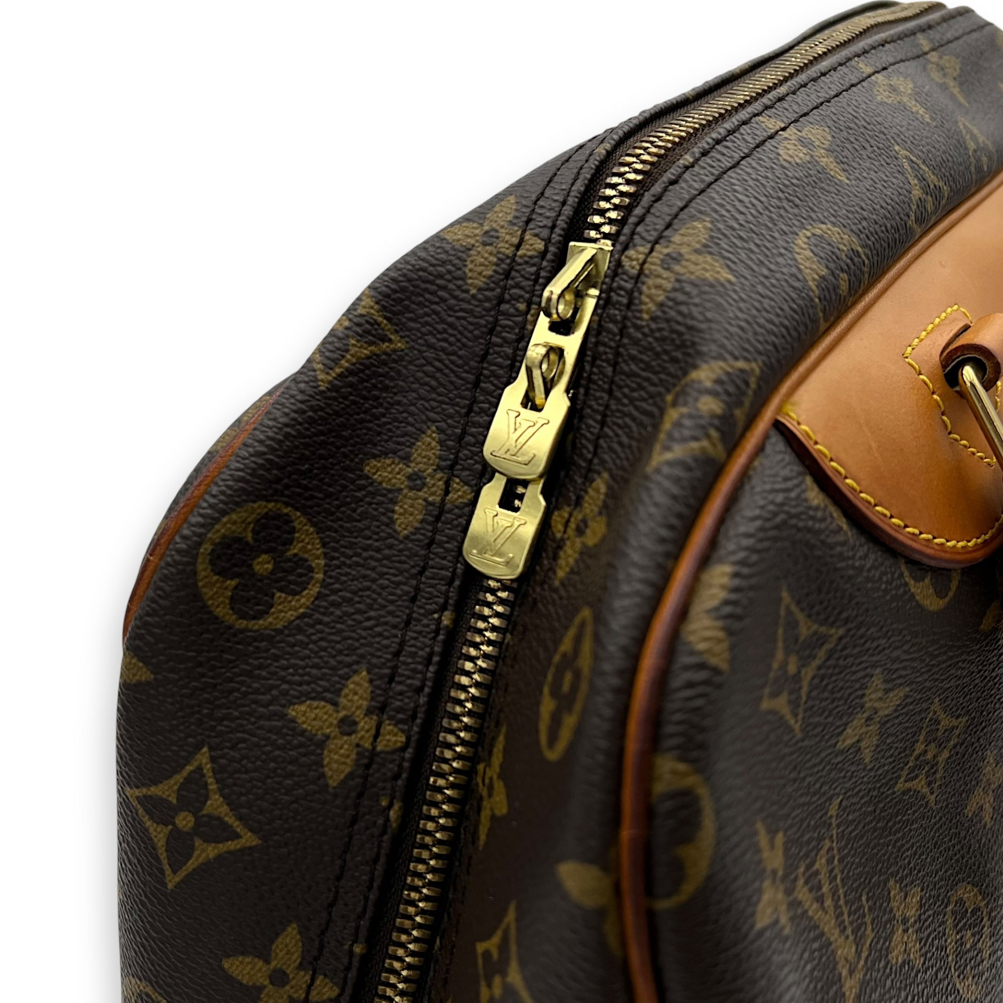 Louis Vuitton Trouville Top Handle Bag Brown in Monogram Coated Canvas, Gold hardware_16