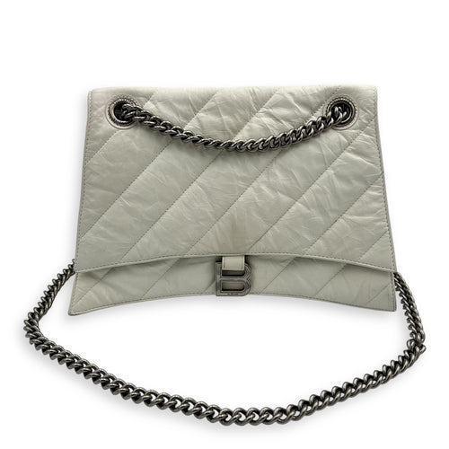 Balenciaga Crush Shoulder Bag White in Calfskin, Silver hardware_17