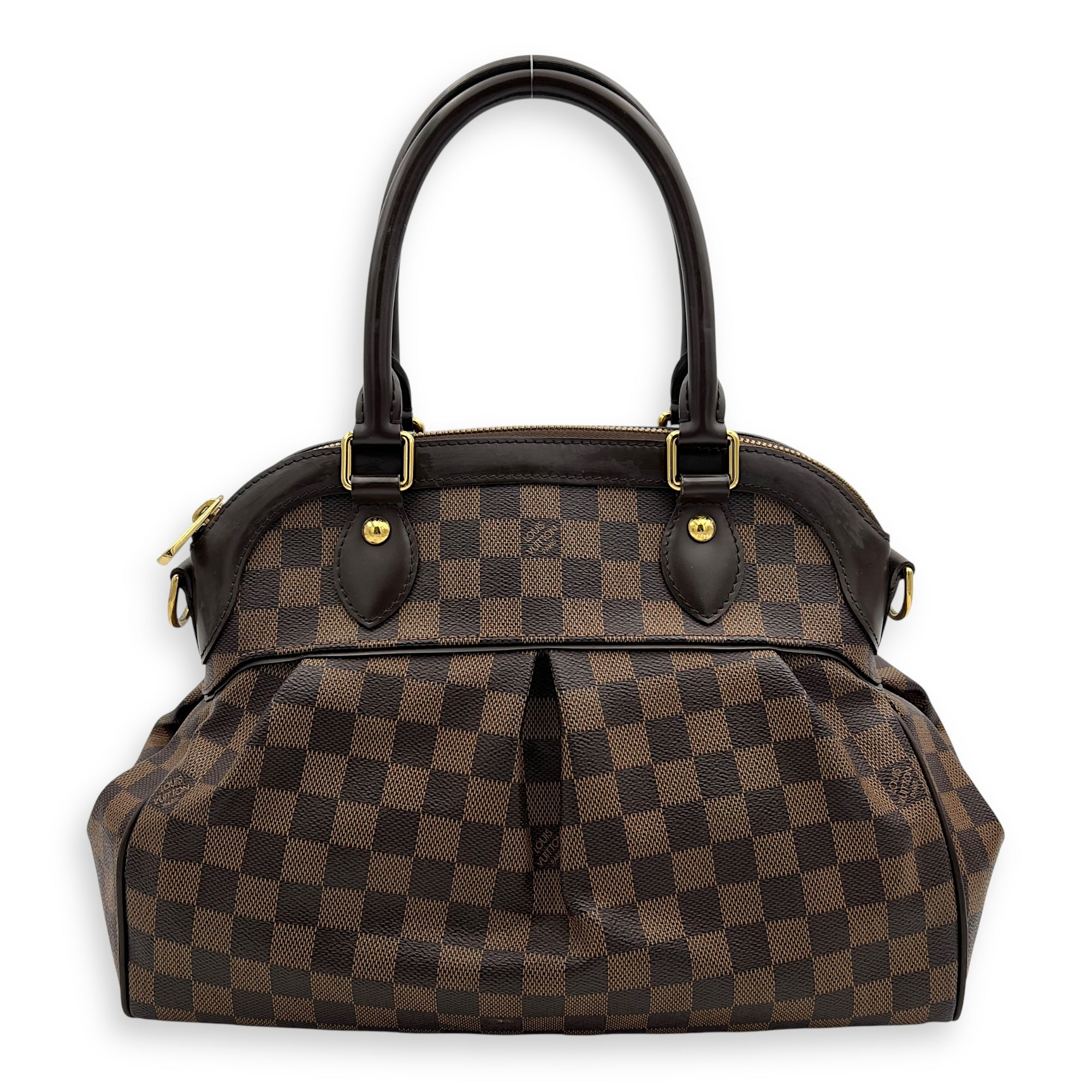 Louis Vuitton Trevi PM Damier Ebene Top Handle Bag in Coated Canvas, Gold hardware_1