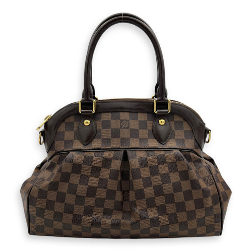 Louis Vuitton Trevi PM Damier Ebene Top Handle Bag in Coated Canvas, Gold hardware_1