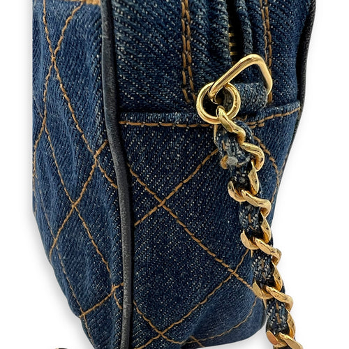 Chanel Denim CC Quilted Turnlock Crossbody Bag Blue in Denim, Gold hardware_17