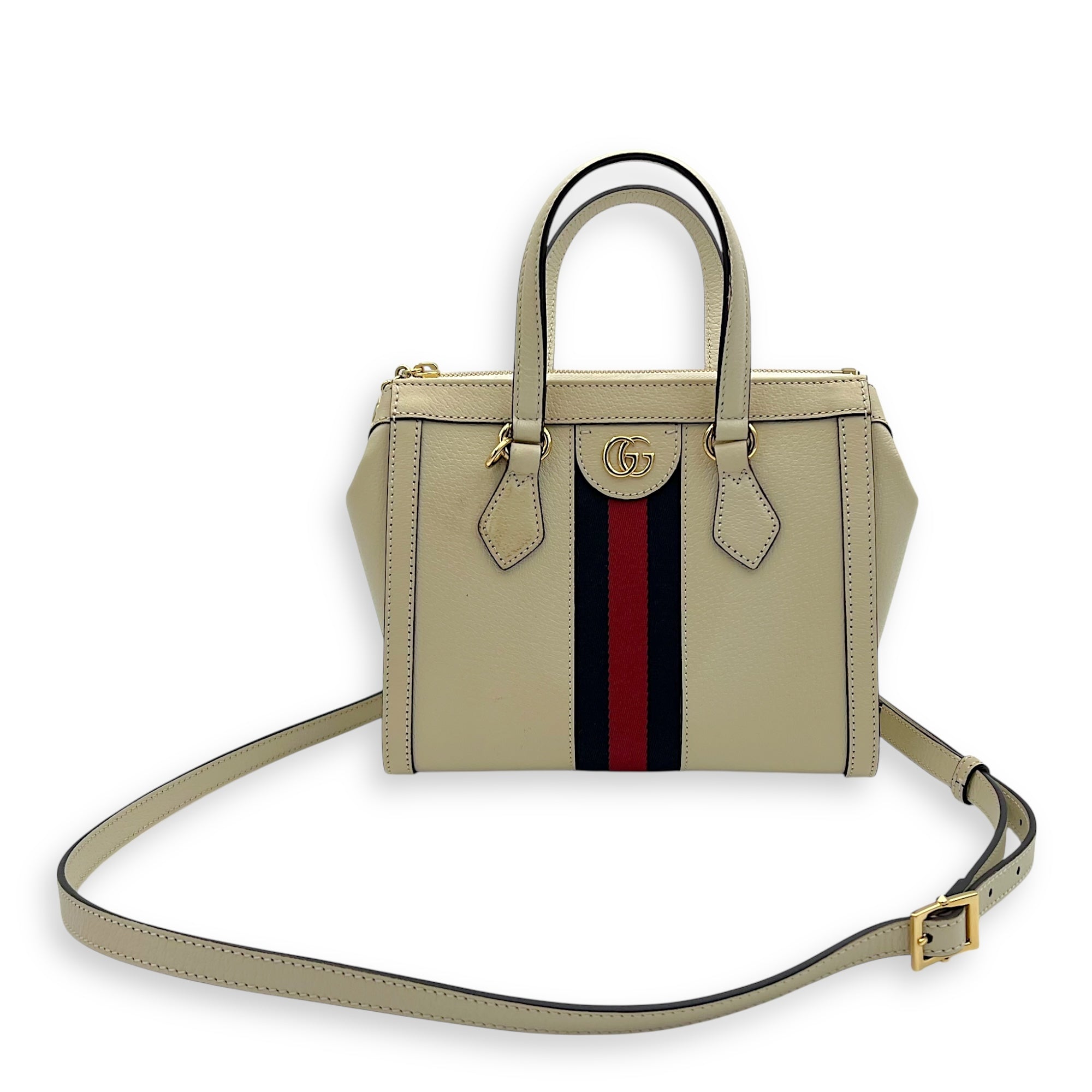 Gucci Ophidia Top Handle Bag White in Calfskin, Gold hardware_17