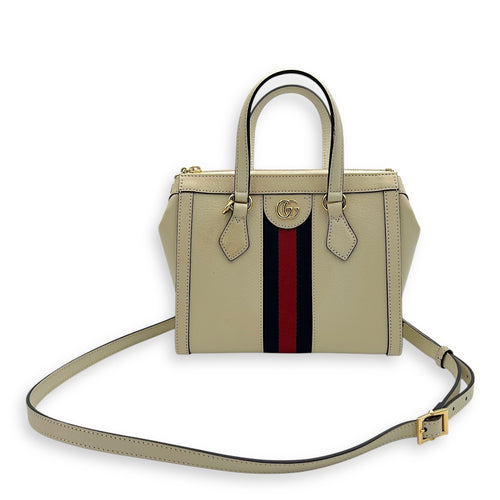 Gucci Ophidia Top Handle Bag White in Calfskin, Gold hardware_17