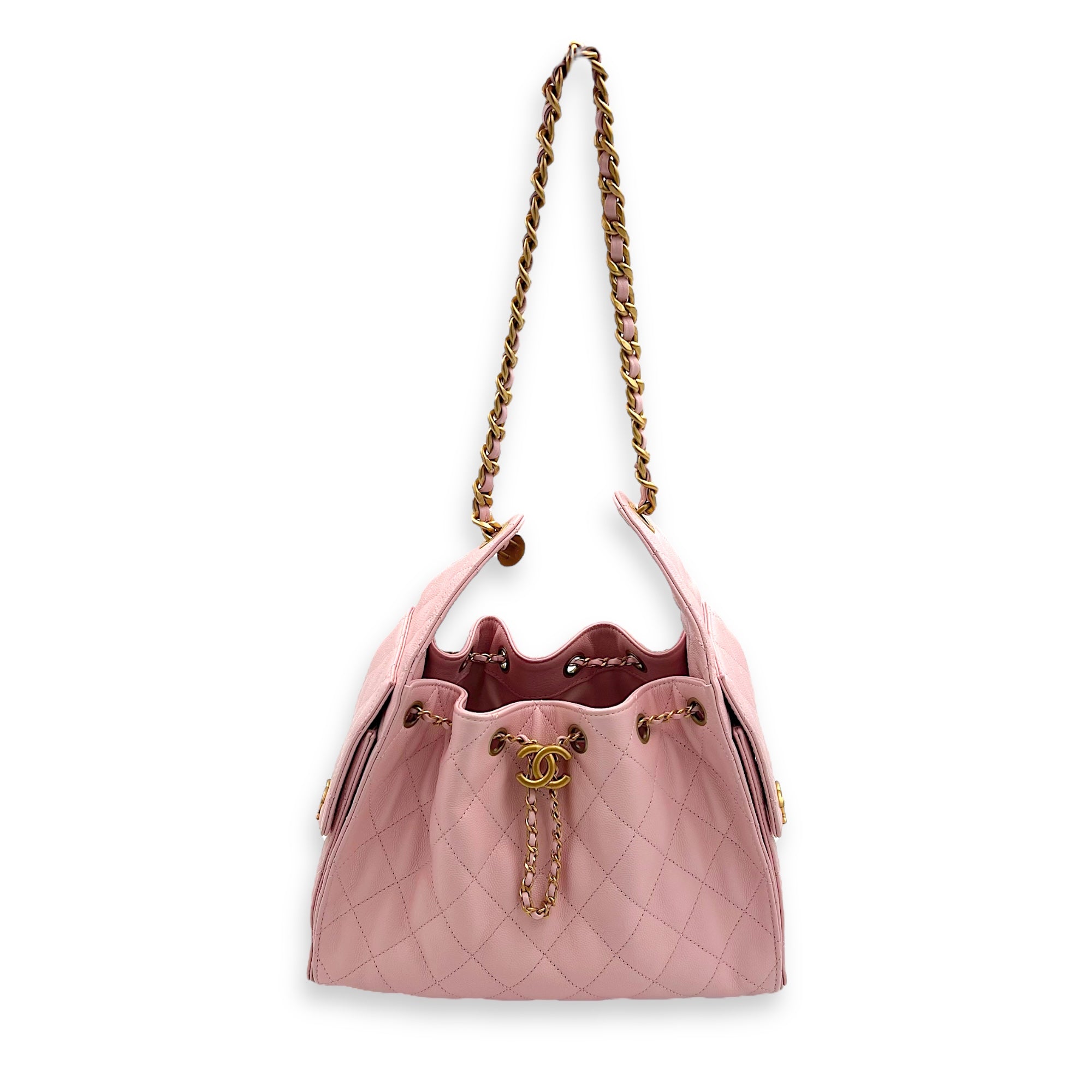 Chanel C25 Small Pink Shoulder Bag in Caviar Leather, Gold hardware_16