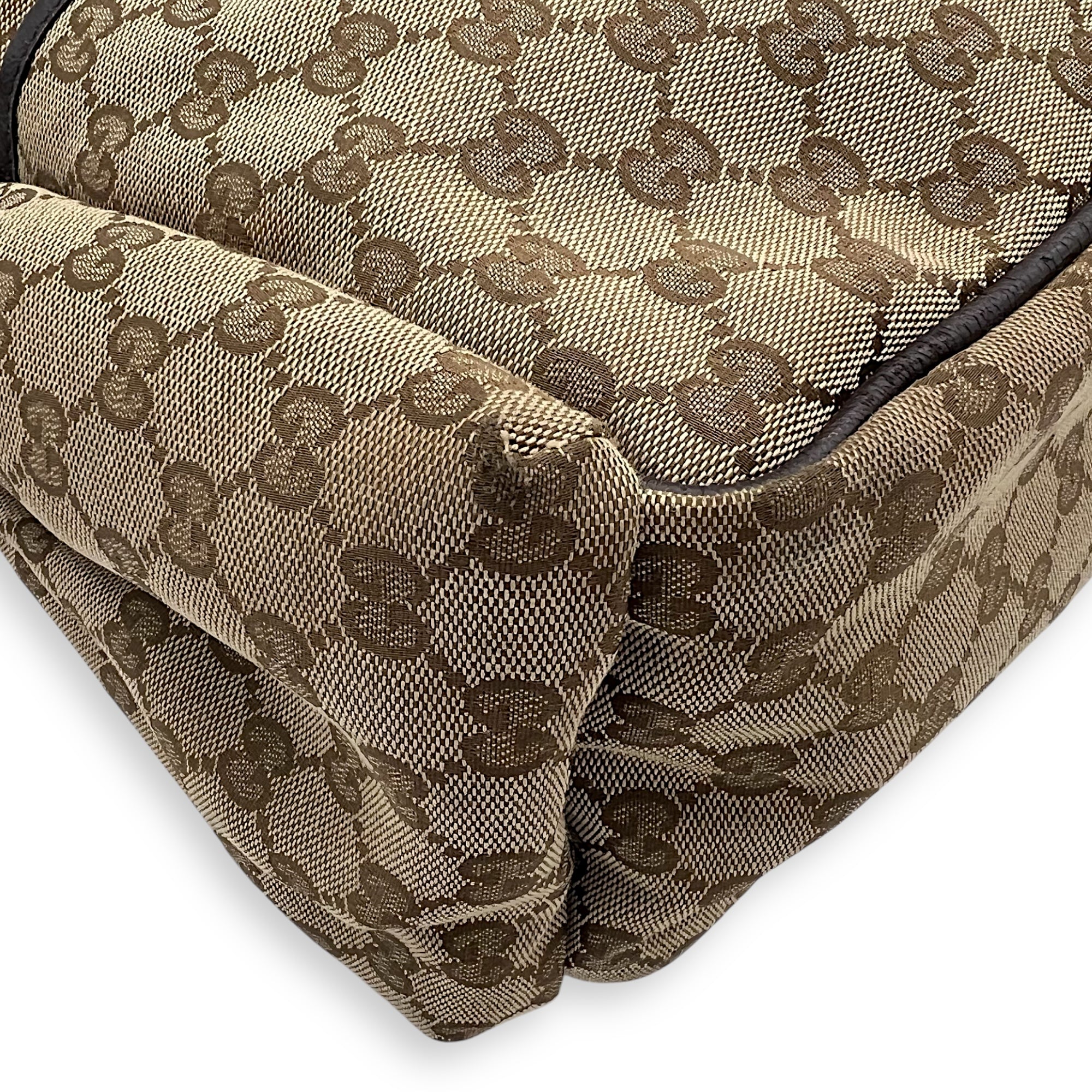 Gucci GG Shoulder Bag Brown in Canvas, Silver hardware_17