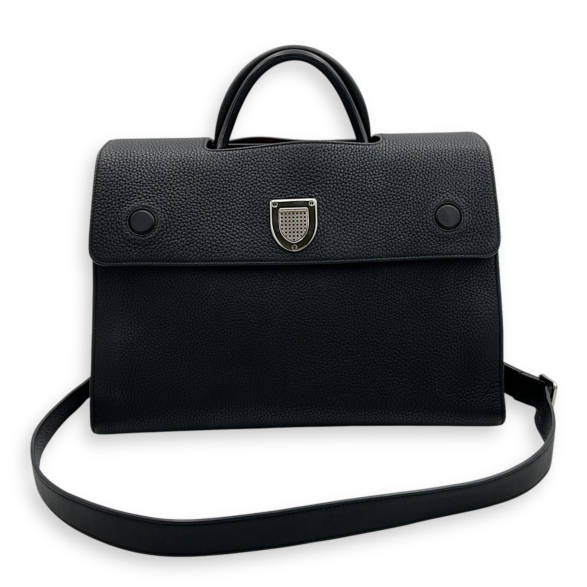 Dior Diorever Top Handle Bag Black in Calfskin, Silver hardware_17